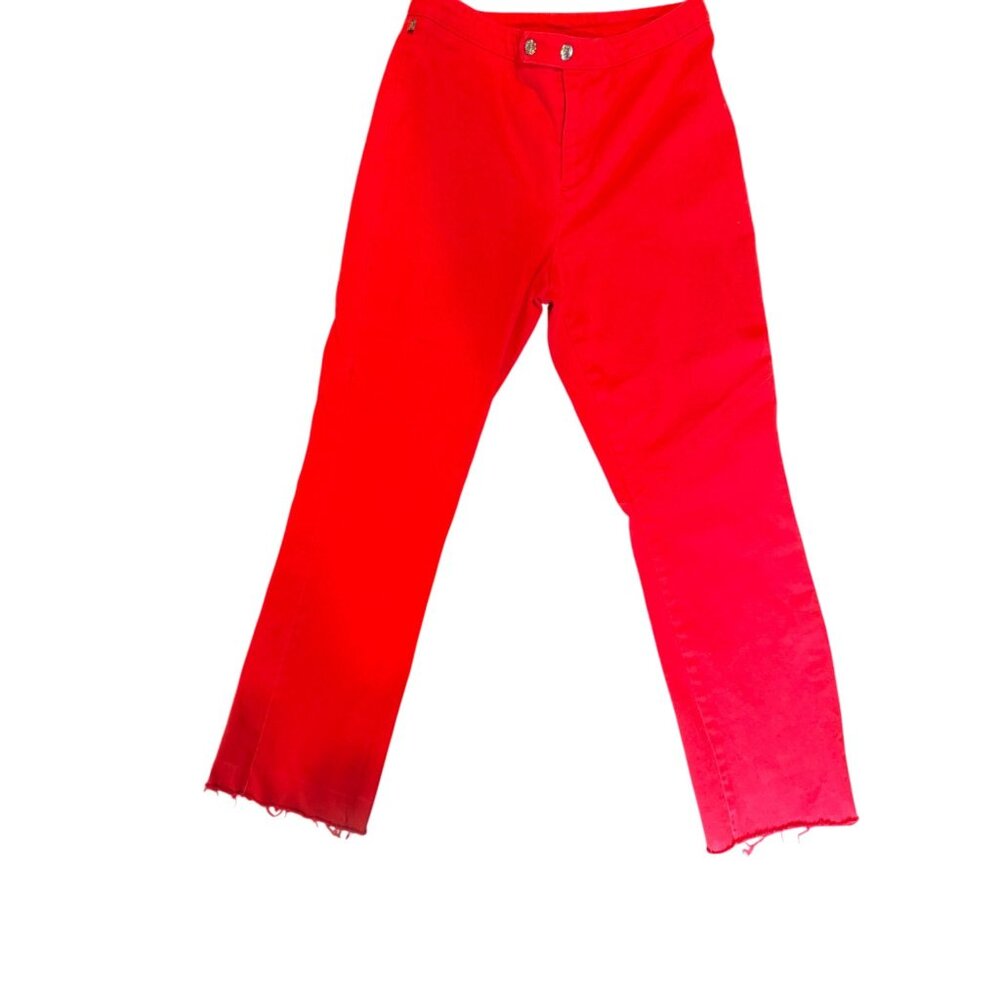 Ralph Lauren Black Label Cherry Red High-Waisted Cotton Straight Leg Pants Sz. 4